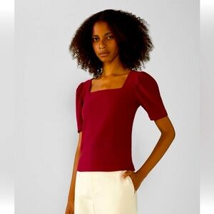Club Monaco puffed sleeved square neck top